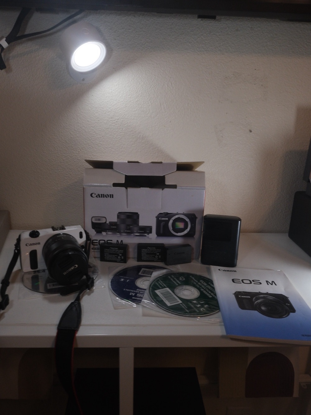 Canon EOS M Mirrorless Camera Kit — White and Black